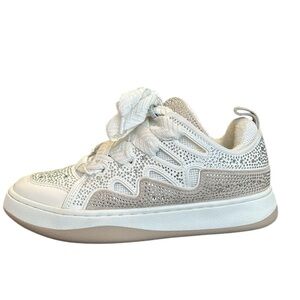 Steve Madden Roaring White Rhinestones Platform‎ Sneakers Shoes 7.5M